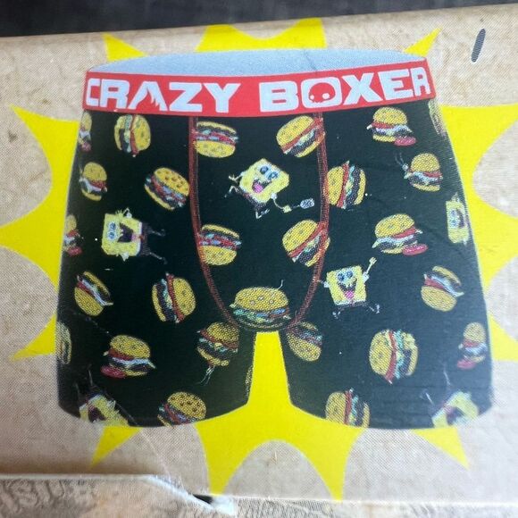Crazy Boxer Briefs with Gift Box Nickelodeon Krabby Patty  SpongeBob Mens Size S - Picture 2 of 7